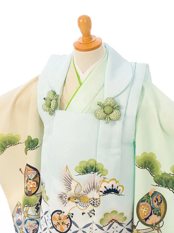 七五三(3歳男被布)HAOH122 水色|薄黄×黄緑