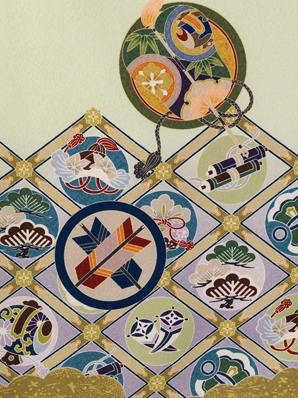 七五三(3歳男被布)HAOH122 水色|薄黄×黄緑