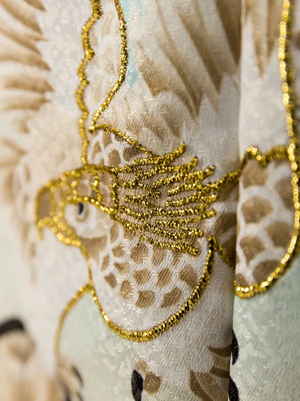 七五三(3歳男被布)HAOH127 水色 七宝に鷹 松|白 ﾍﾞｰｼﾞｭ