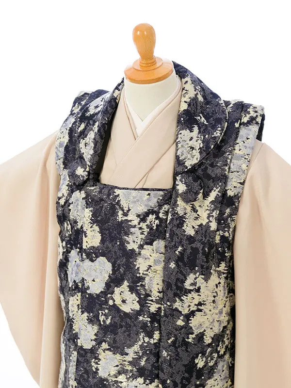 七五三(3歳男被布)HAOH132 紺水色金|ﾍﾞｰｼﾞｭ