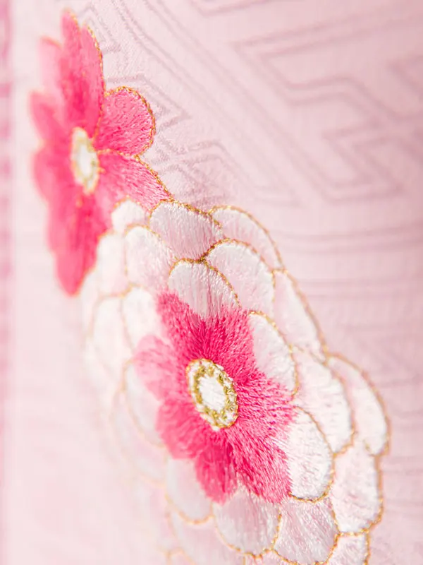 七五三(3歳女被布)E-H-338D 式部浪漫 ピンク|水色 鞠 花紋