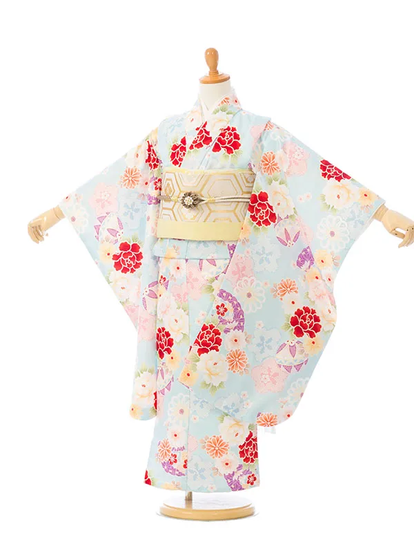 七五三(5歳女)HAP5005 水色 鞠に四季花