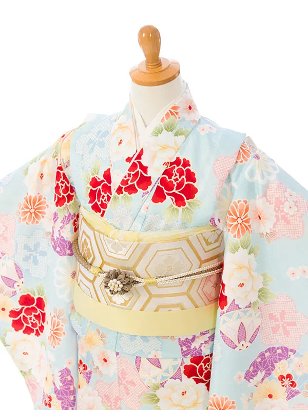 七五三(5歳女)HAP5005 水色 鞠に四季花