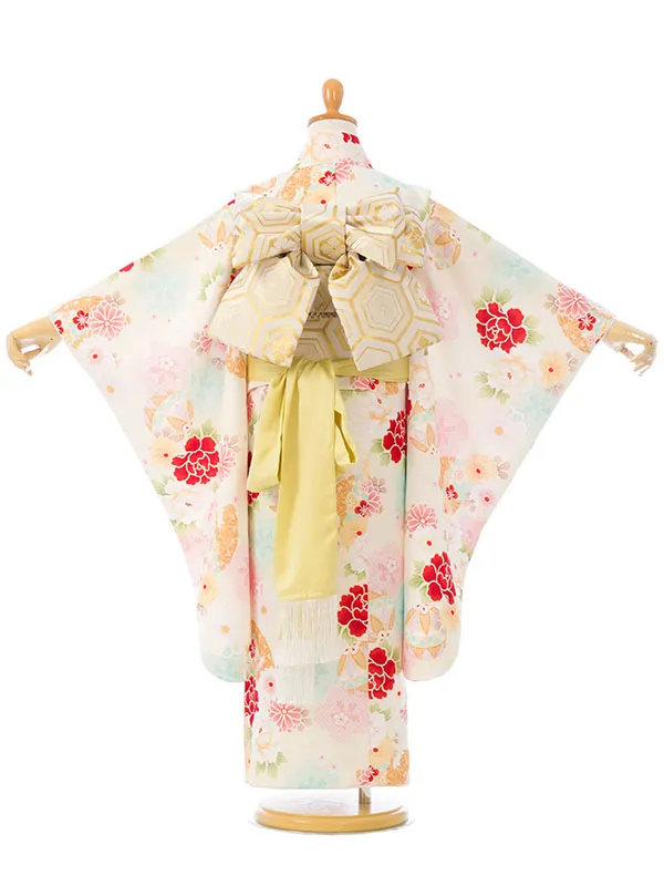 七五三(5歳女)HAP5006 白地 鞠に四季花