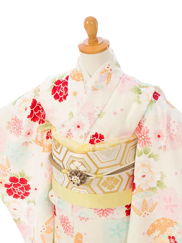 七五三(5歳女)HAP5006 白地 鞠に四季花
