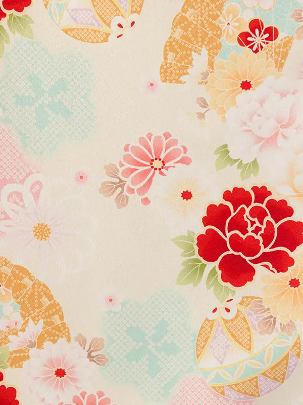 七五三(5歳女)HAP5006 白地 鞠に四季花