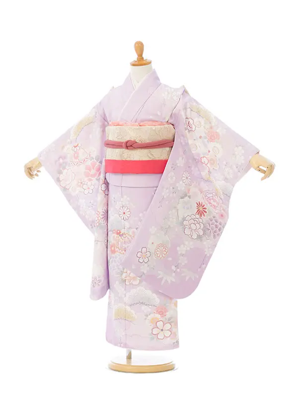 七五三(5歳女)HAP5007 藤色 鞠に四季花