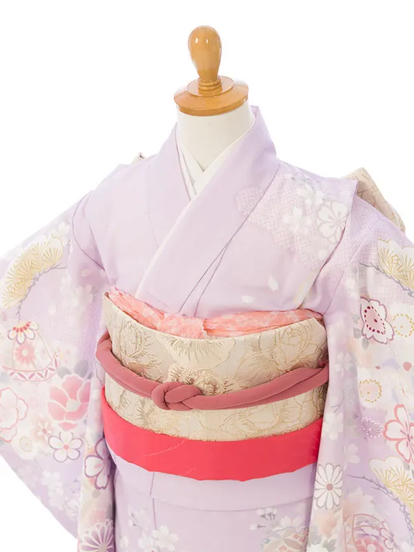 七五三(5歳女)HAP5007 藤色 鞠に四季花