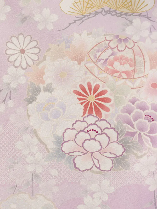 七五三(5歳女)HAP5007 藤色 鞠に四季花