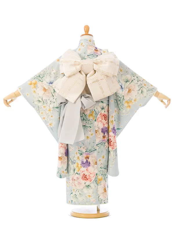 七五三(5歳女)HAP5010 水色 ｶﾞｰﾃﾞﾝ 総柄