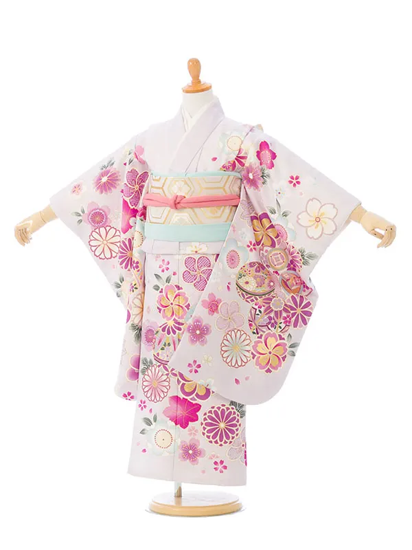 七五三(5歳女)HAP5011 薄紫 鞠にねじり梅 桜 金彩