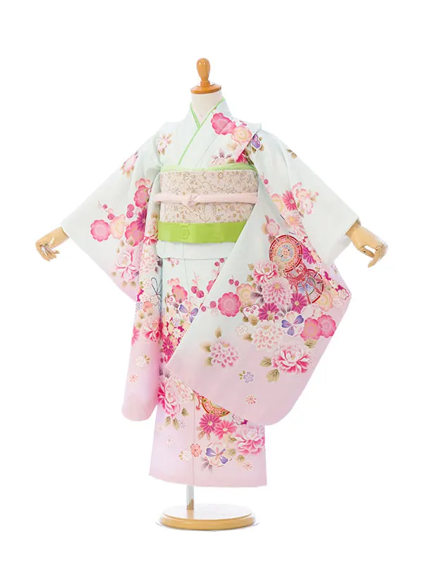 七五三(5歳女)HAP5014 ﾐﾝﾄ/ﾋﾟﾝｸぼかし 百花に鼓