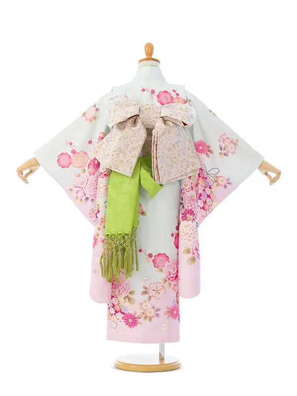 七五三(5歳女)HAP5014 ﾐﾝﾄ/ﾋﾟﾝｸぼかし 百花に鼓