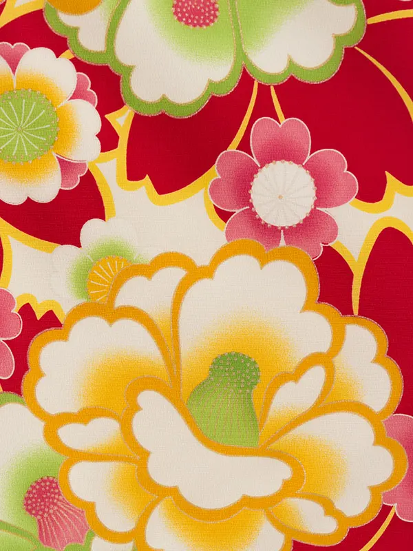 七五三(7歳女)HAP7072 白地 赤桜に椿