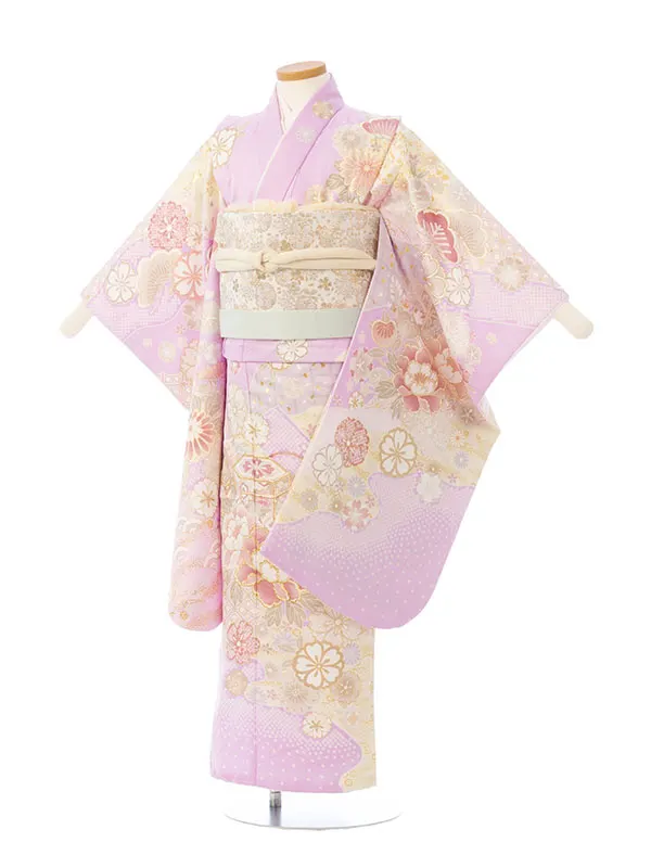 七五三(7歳女)HAP7345 薄紫 四季花 古典柄