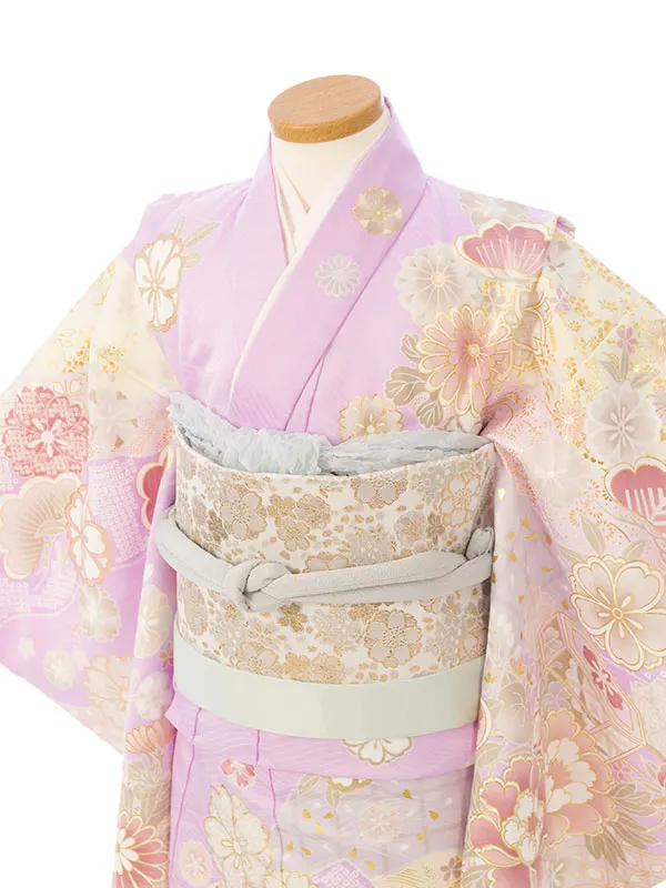 七五三(7歳女)HAP7347 薄紫 四季花 古典柄