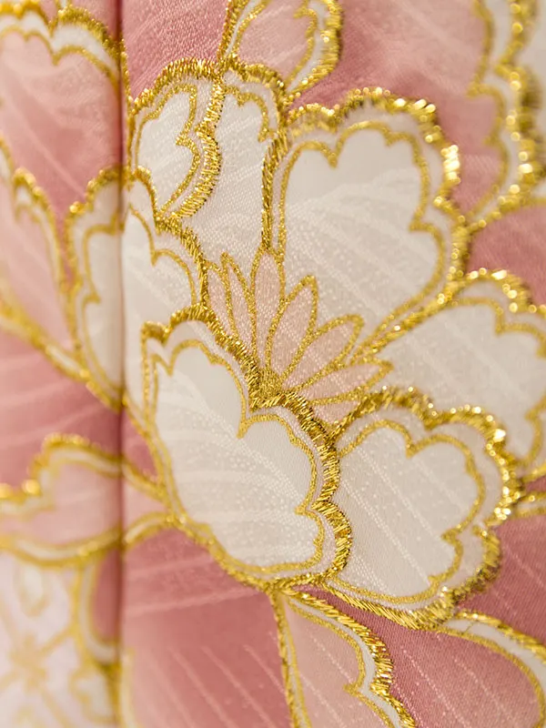 七五三(7歳女)HAP7349 白×薄水色 四季花 古典柄 金彩