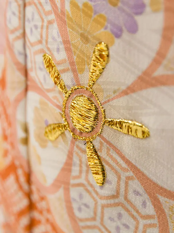 七五三(7歳女)HAP7364 ｸﾘｰﾑ白/鶸 梅がさね