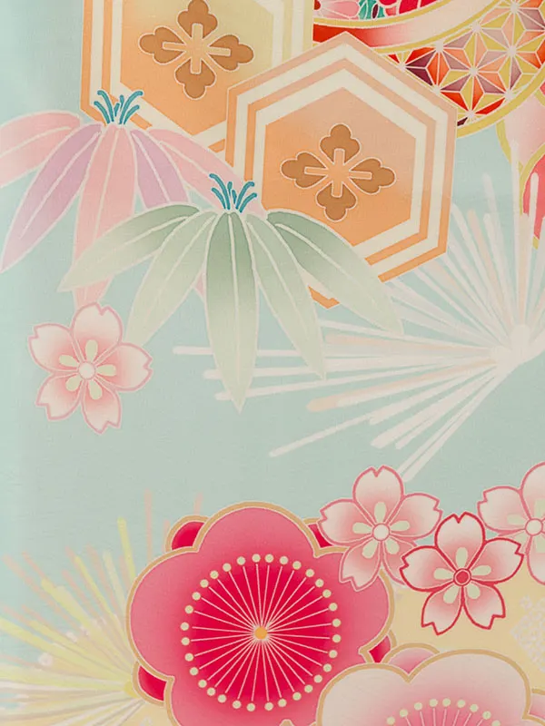 七五三(7歳女)HAP7371 式部浪漫 水色 梅鞠