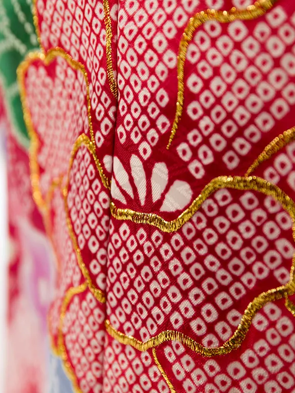 七五三(7歳女)HAP7373 白/赤 疋田調 牡丹 桜