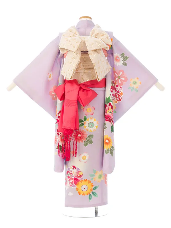 七五三(7歳女)HAP7378 藤色 鞠に四季花　