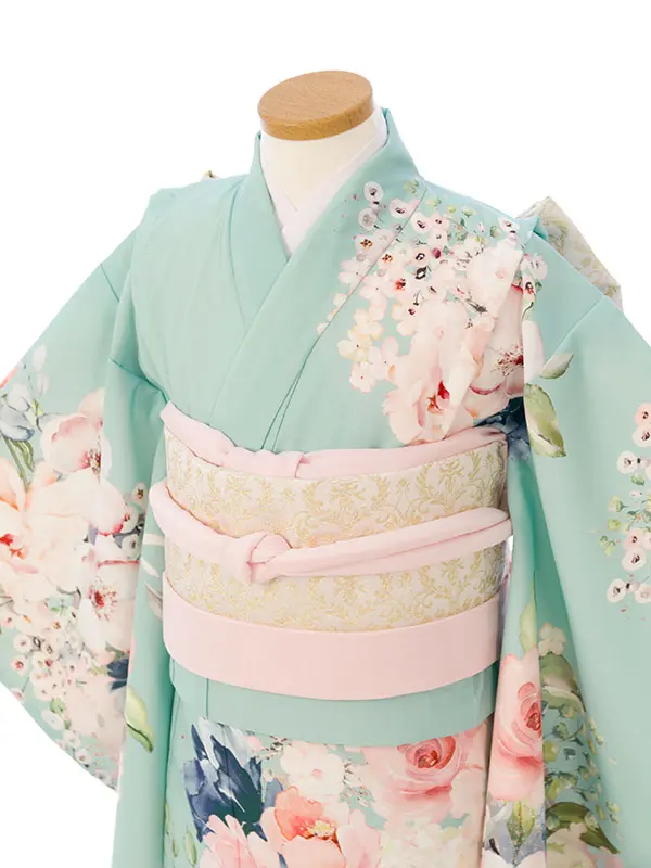 七五三(7歳女)HAP7380 ﾐﾝﾄ ﾛｰｽﾞ絵羽