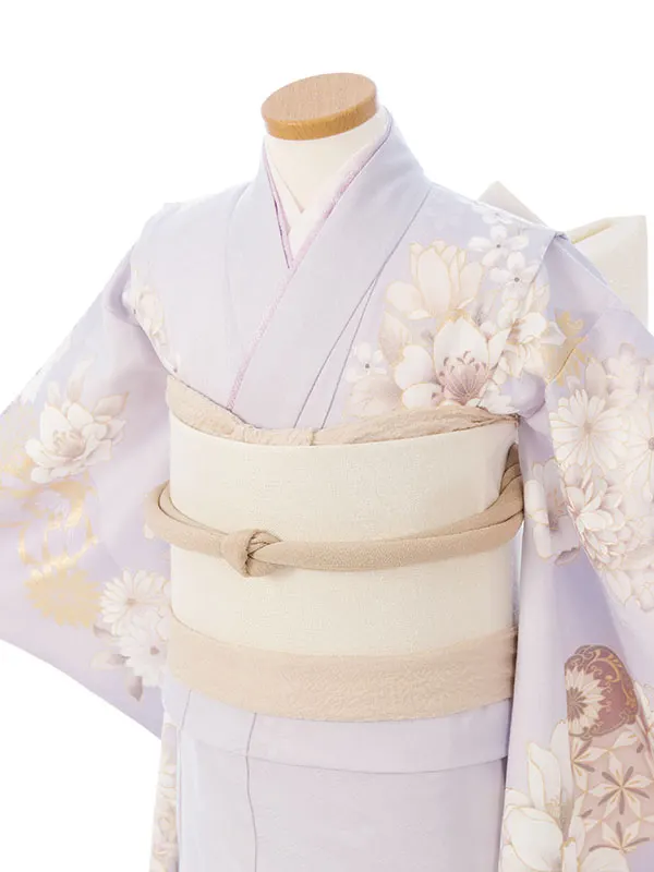 七五三(7歳女)HAP7397 薄紫 四季花 金彩