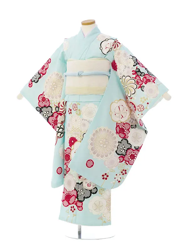 七五三(7歳女)HAP7401 水色 ねじり梅 金彩