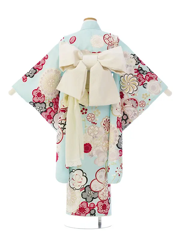 七五三(7歳女)HAP7401 水色 ねじり梅 金彩