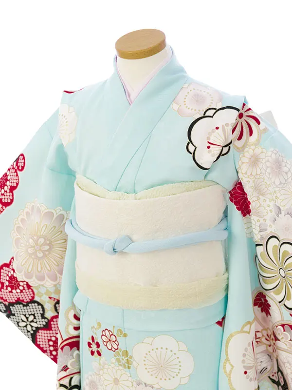 七五三(7歳女)HAP7401 水色 ねじり梅 金彩