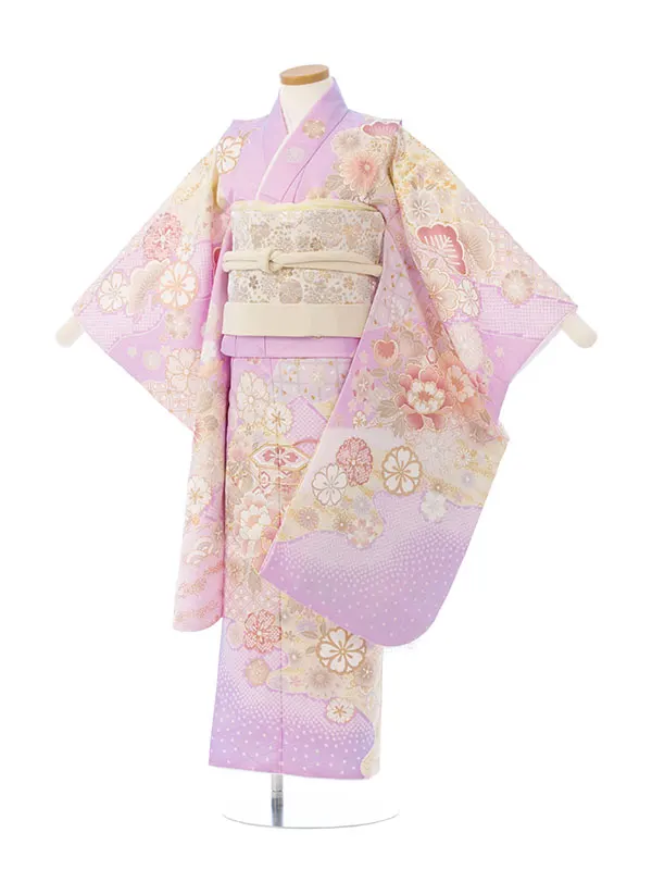 七五三(7歳女)HAP7415 薄紫 四季花 吉祥文