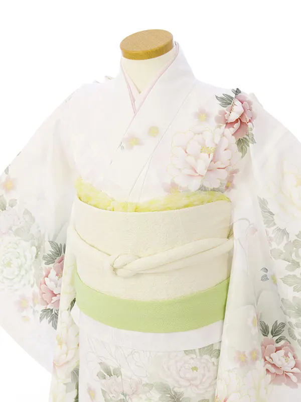七五三(7歳女)HAP7416 白 線描花に牡丹菊