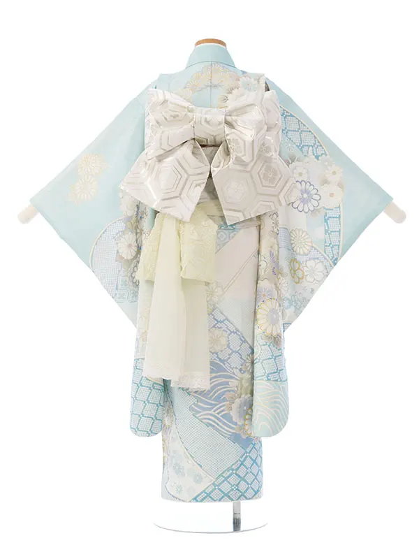 七五三(7歳女)HAP7418 正絹 桂由美 水色/白ぼかしラメ織 金彩