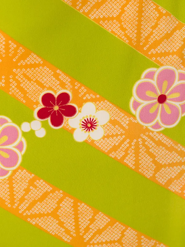 七五三(7歳女)HAP7814 ｸﾘｰﾑ×鶸 吉祥古典柄