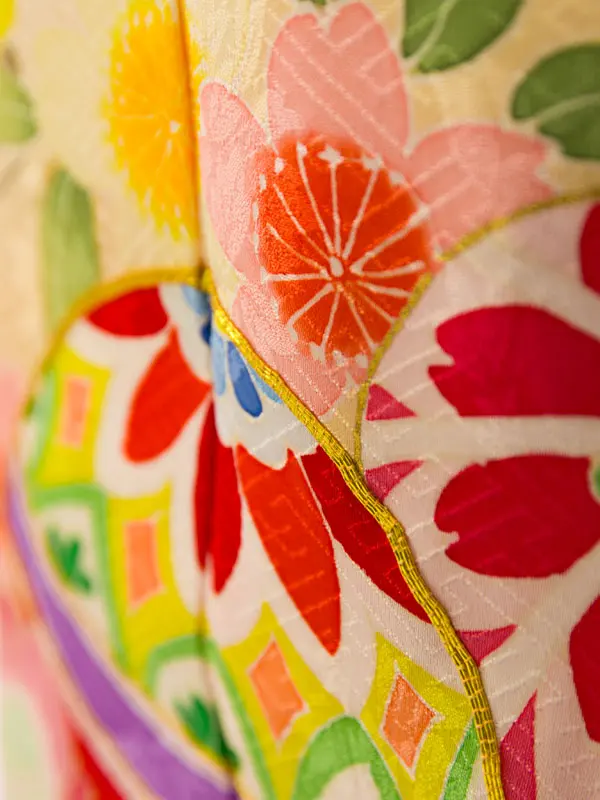 七五三(7歳女)HAP7S02 特選正絹 ｸﾘｰﾑ/赤 手書き友禅