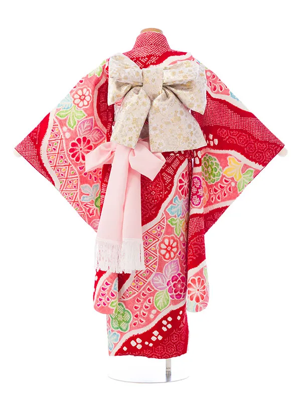 七五三(7歳女)HAP7S03 特選正絹 赤 総絞り藤菊梅