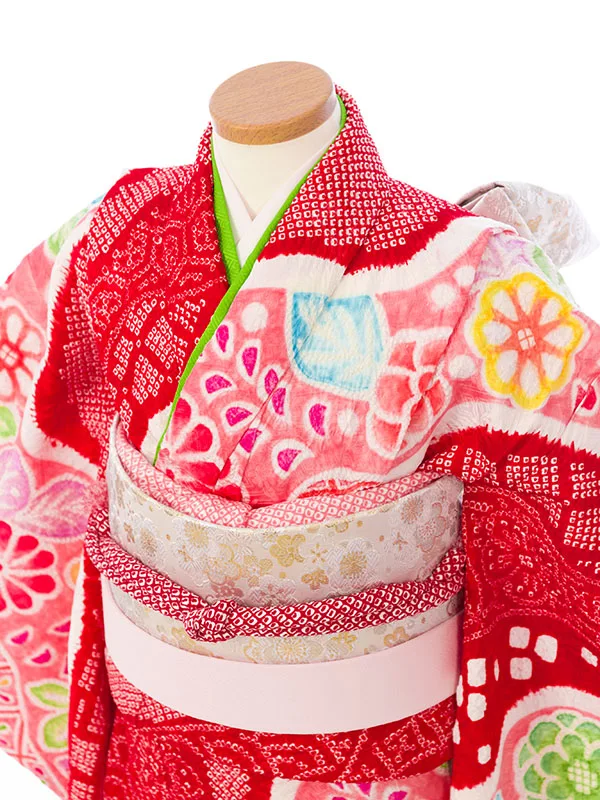 七五三(7歳女)HAP7S03 特選正絹 赤 総絞り藤菊梅