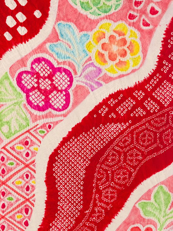 七五三(7歳女)HAP7S03 特選正絹 赤 総絞り藤菊梅