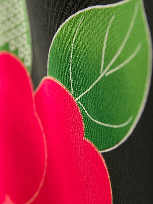 七五三(7歳女)E-7-885A 黒地 椿