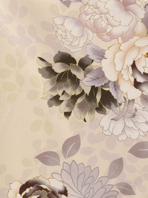 七五三(3歳女被布)HAPH719 茶色ﾍﾞﾛｱ|ｸﾘｰﾑ牡丹