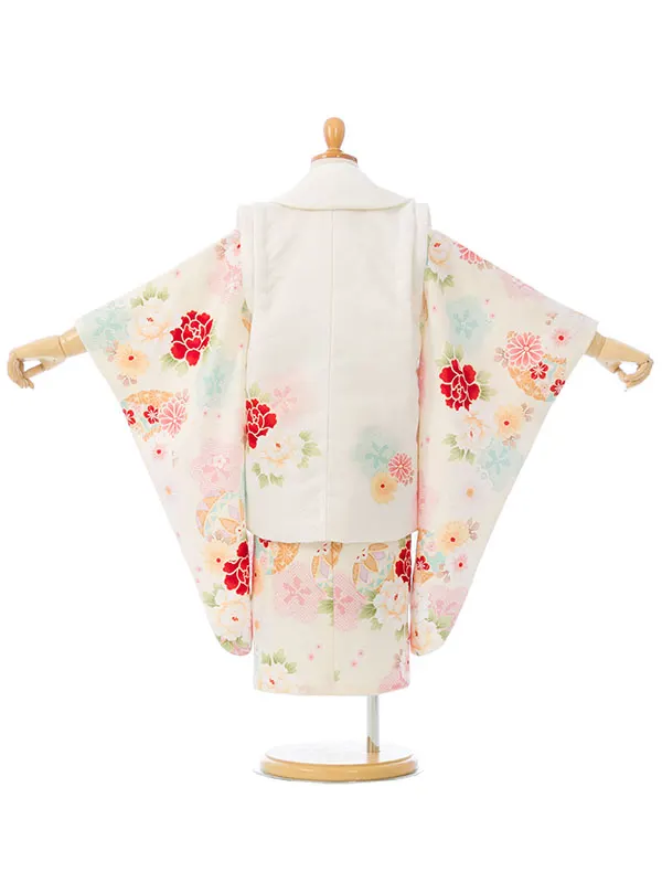 七五三(3歳女被布)HAPH743 白|白鞠に四季花