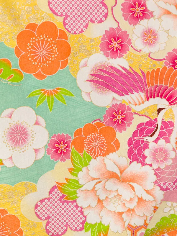 七五三(3歳女被布)HAPH755 白|ﾐﾝﾄ 花雪輪 鶴 毬