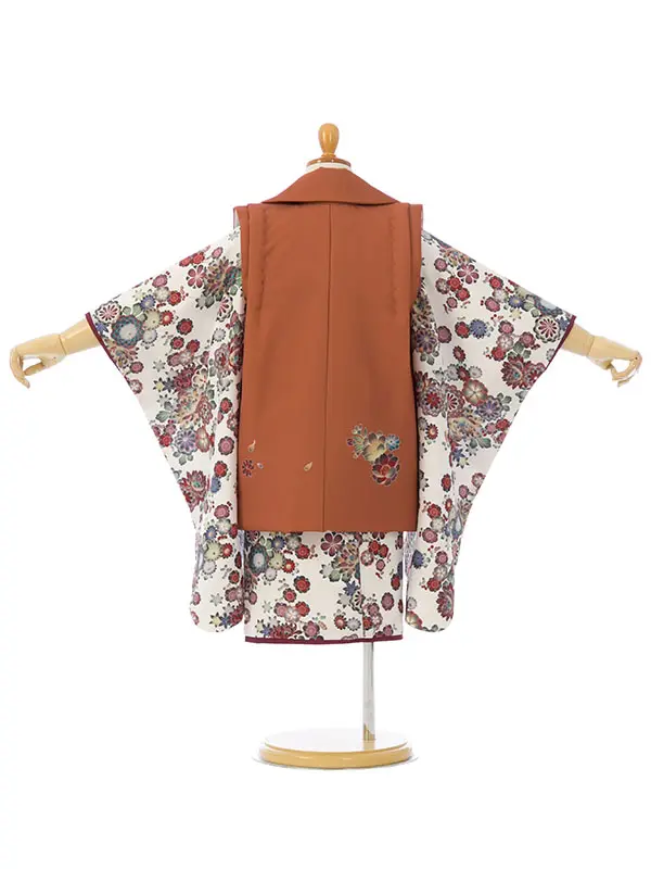 七五三(3歳女被布)HAPH789 ｱﾌﾟﾘｺｯﾄ 小花|白 桜菊 小花
