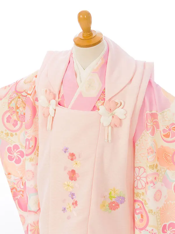 七五三(3歳女被布)HAPH800 ﾋﾟﾝｸ 花刺繍|ﾋﾟﾝｸ梅の香