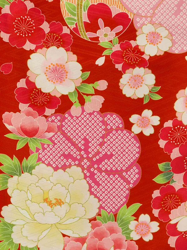 七五三(3歳女被布)HAPH801 赤 花刺繍|赤疋田梅