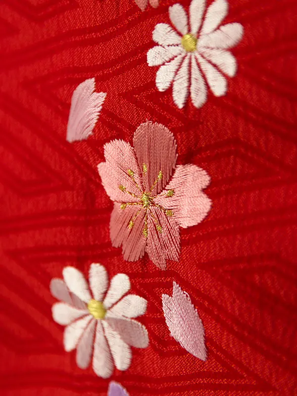 七五三(3歳女被布)HAPH801 赤 花刺繍|赤疋田梅