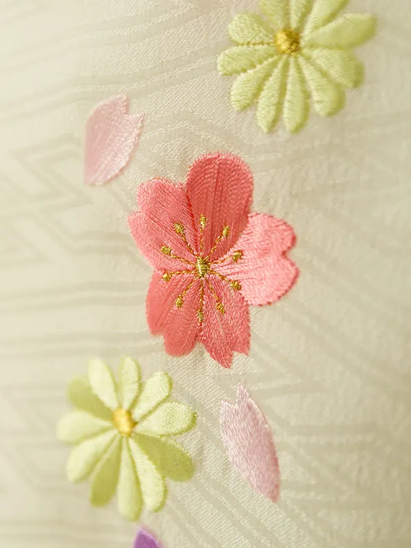七五三(3歳女被布)HAPH807 白 花刺繍|うぐいす 雪輪