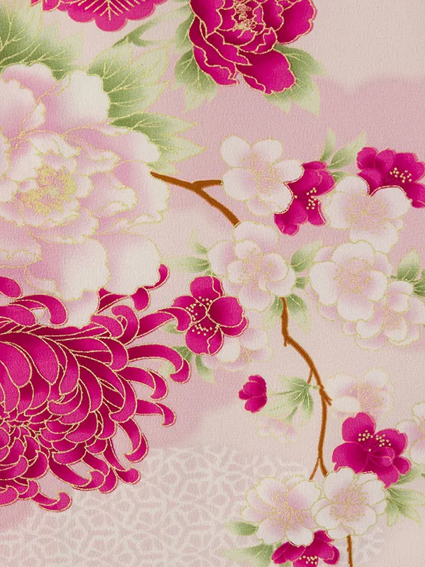 七五三(3歳女被布)HAPH812 ﾍﾞｰｼﾞｭ白|薄ﾋﾟﾝｸ 牡丹