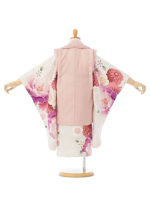 七五三(3歳女被布)HAPH832 ぷちぷり ﾋﾟﾝｸ|ｵﾌ白 芍薬