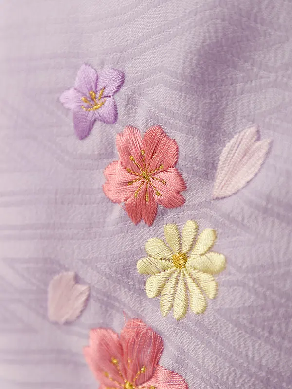 七五三(3歳女被布)HAPH848 藤色 花刺繍|藤色 鞠